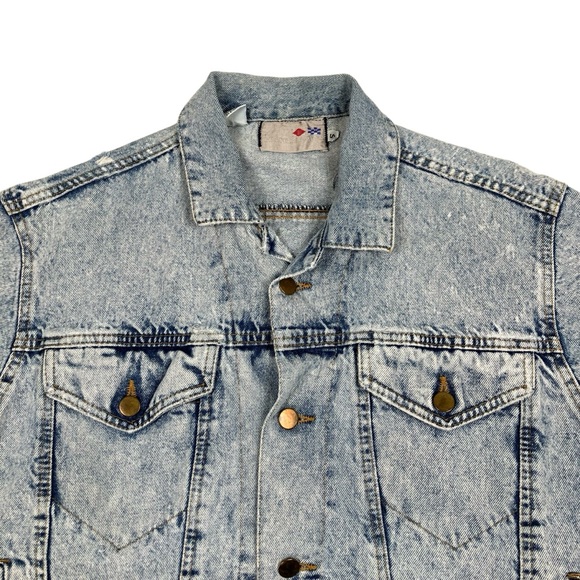 Vintage 90s French Navy Distressed Acid Wash Denim Jean Trucker Jacket - Picture 3 of 16